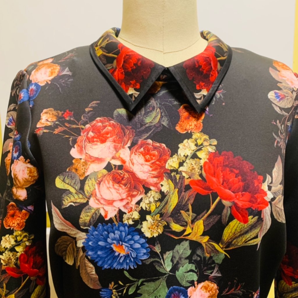 Erin Fetherston Midi Dress, Scuba Material, Floral Print, Zipper In The Back,